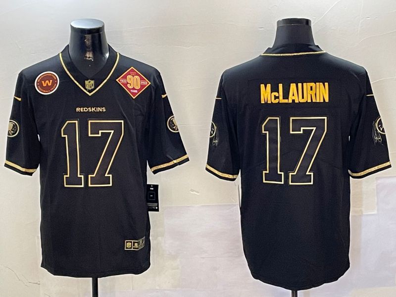 Men Washington Redskins #17 Mclaurin Black Gold Throwback 2024 Nike Limited NFL Jersey style 4